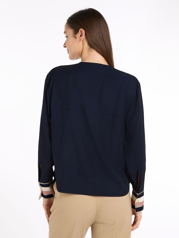 Tommy Hilfiger Relaxed Blue Global Stripe Blouse - Image 4 of 5