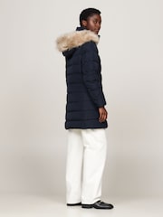 Tommy Hilfiger Blue Heritage Down Tyra Coat With Faux Fur - Image 3 of 5