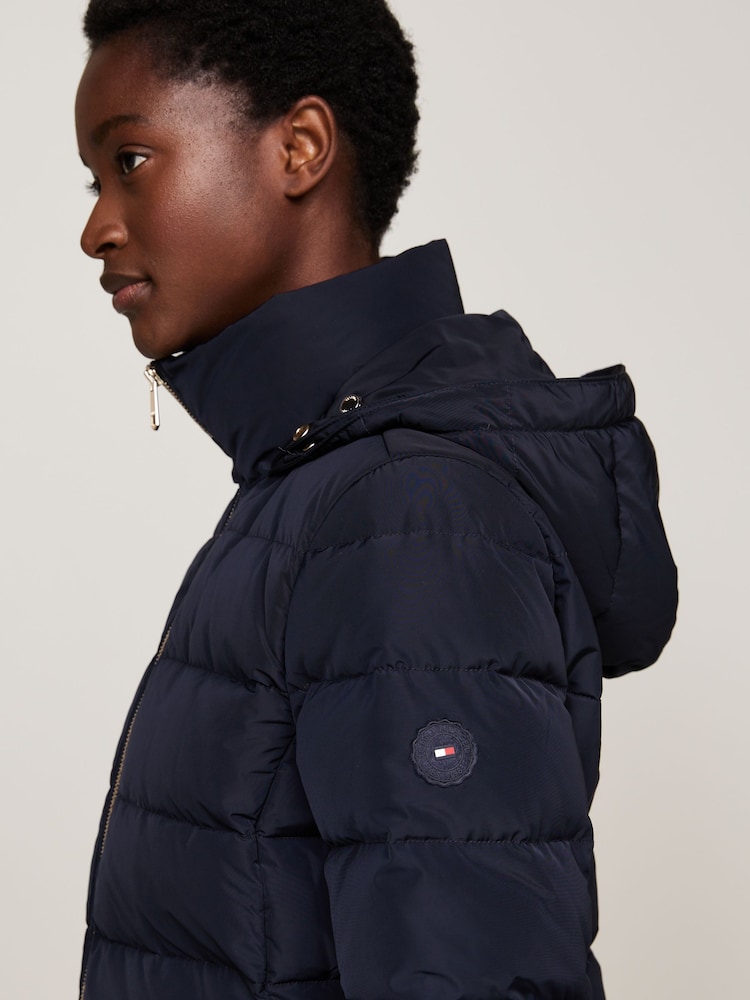 Tommy Hilfiger Blue Heritage Down Tyra Coat With Faux Fur - Image 4 of 5