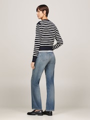 Tommy Hilfiger Blue Mini Stripe Cotton Crew Neck Cardigan - Image 2 of 5