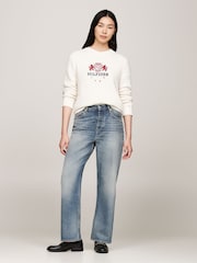 Tommy Hilfiger Cream Varsity Crest Crew Neck Jumper - Image 2 of 4