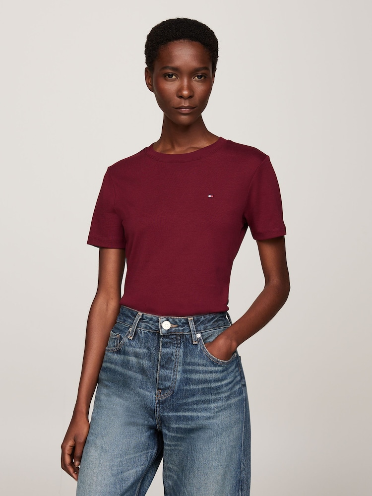 Tommy Hilfiger Red Slim Fit Cody Crew Neck Short Sleeve 100% Cotton T-Shirt - Image 1 of 5