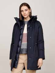 Tommy Hilfiger Blue Padded Parka Jacket - Image 1 of 5