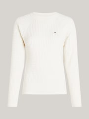 Suéter de cuello redondo de ochos de algodón color crema de Tommy Hilfiger - Imagen 5 de 5