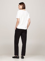 Tommy Hilfiger White Regular Fit Stripe Crew Neck Short Sleeved 100% Cotton T-Shirt - Image 4 of 5