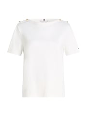 Tommy Hilfiger White Regular Fit Stripe Crew Neck Short Sleeved 100% Cotton T-Shirt - Image 5 of 5