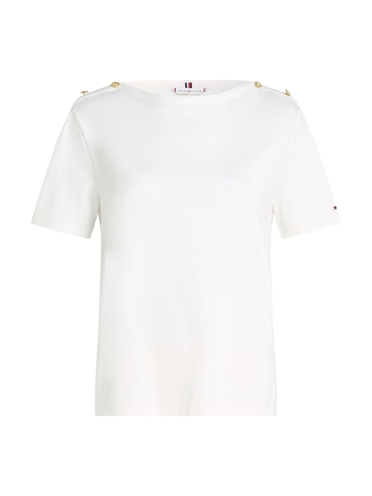 Tommy Hilfiger White Regular Fit Stripe Crew Neck Short Sleeved 100% Cotton T-Shirt - Image 5 of 5