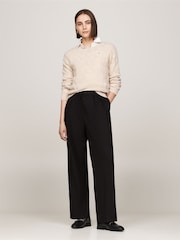 Tommy Hilfiger Nude Soft Wool Cable Crew Neck Jumper - Image 2 of 5