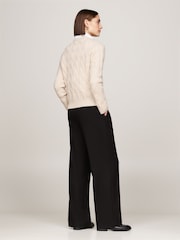 Tommy Hilfiger Nude Soft Wool Cable Crew Neck Jumper - Image 4 of 5