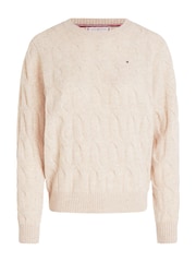 Tommy Hilfiger Nude Soft Wool Cable Crew Neck Jumper - Image 5 of 5