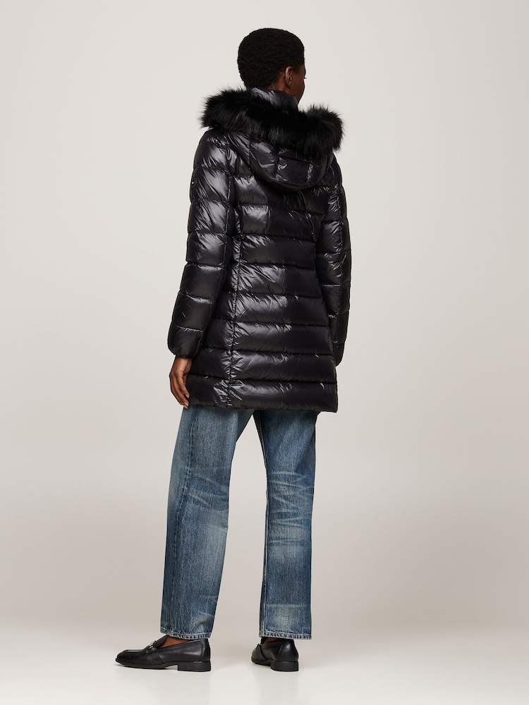 Tommy Hilfiger Black Puffer Coat Faux Fur Hood Buy Tommy Hilfiger