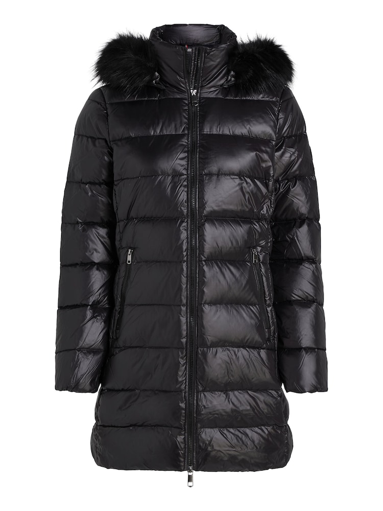Tommy Hilfiger Black Tommy Hilfiger Gloss Down Tyra Brown Coat With Faux Fur - Image 5 of 5 Tommy Hilfiger Black Tommy Hilfiger Gloss Down Tyra Brown Coat With Faux Fur - Image 5 of 5
