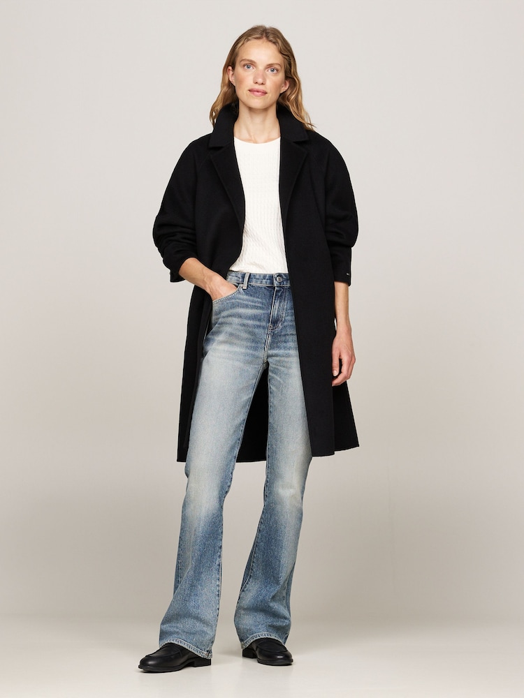 Tommy Hilfiger Black Regular Fit Wool Belted Coat - Image 1 of 4