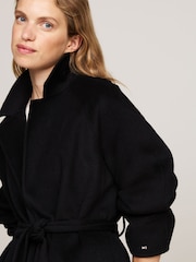 Tommy Hilfiger Black Regular Fit Wool Belted Coat - Image 2 of 4