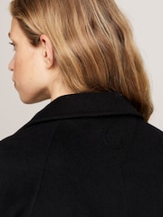 Tommy Hilfiger Black Regular Fit Wool Belted Coat - Image 3 of 4