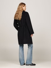 Tommy Hilfiger Black Regular Fit Wool Belted Coat - Image 4 of 4