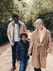 Tommy Hilfiger Brown Regular Fit Wool Belted Coat - Image 3 of 10