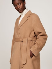 Tommy Hilfiger Brown Regular Fit Wool Belted Coat - Image 8 of 10