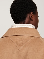 Tommy Hilfiger Brown Regular Fit Wool Belted Coat - Image 9 of 10