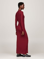 Tommy Hilfiger Red Gold Button Rib Long Sweat Dress - Image 4 of 5