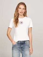 Tommy Hilfiger White Slim Fit Nautical Graphic Crew Neck Short Sleeved T-Shirt - Image 1 of 5
