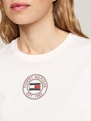 Tommy Hilfiger White Slim Fit Nautical Graphic Crew Neck Short Sleeved T-Shirt - Image 4 of 5