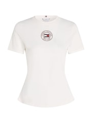 Tommy Hilfiger White Slim Fit Nautical Graphic Crew Neck Short Sleeved T-Shirt - Image 5 of 5