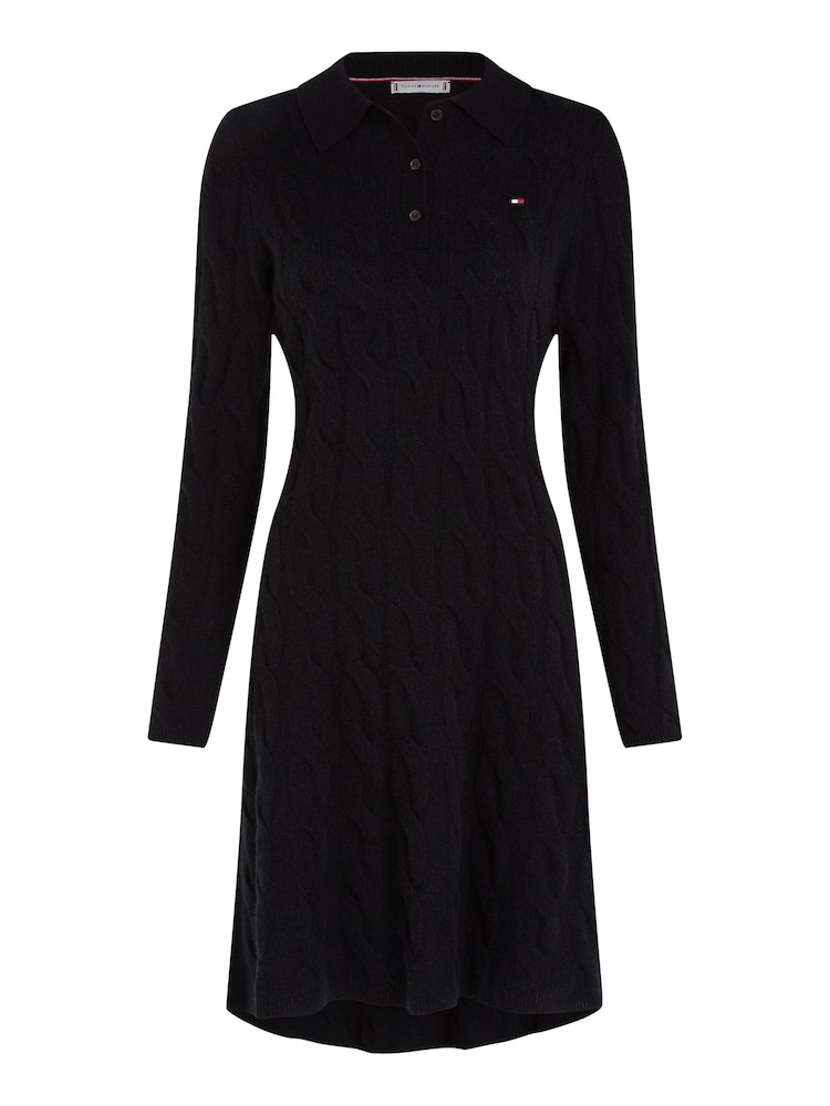 Tommy Hilfiger Soft Wool Cable Polo Sweater Black Dress - Image 5 of 5