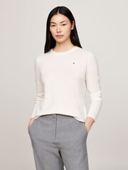 Tommy Hilfiger Cream Soft Wool Crew Neck Jumper - Image 1 of 4