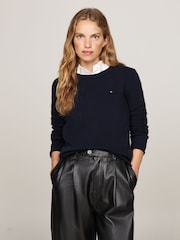 Tommy Hilfiger Blue Soft Wool Crew Neck Jumper - Image 1 of 9