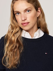 Tommy Hilfiger Blue Soft Wool Crew Neck Jumper - Image 8 of 9