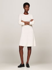 Tommy Hilfiger Soft Wool Flared Crew Neck Sweater Nude Dress - Image 1 of 5