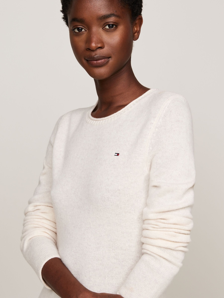 Tommy Hilfiger Soft Wool Flared Crew Neck Sweater Nude Dress - Image 2 of 5