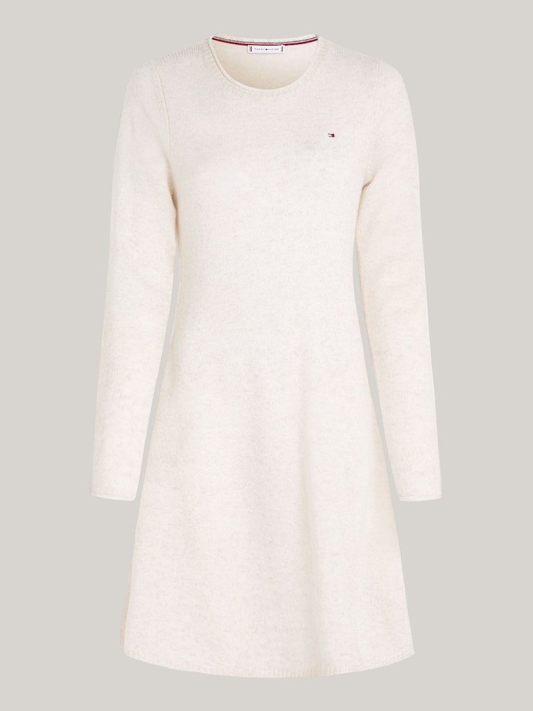 Tommy Hilfiger Soft Wool Flared Crew Neck Sweater Nude Dress - Image 5 of 5