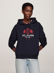 Tommy Hilfiger Regular Fit Blue Modern Varsity Crest Hoodie - Image 1 of 5