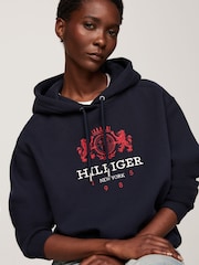 Tommy Hilfiger Regular Fit Blue Modern Varsity Crest Hoodie - Image 4 of 5