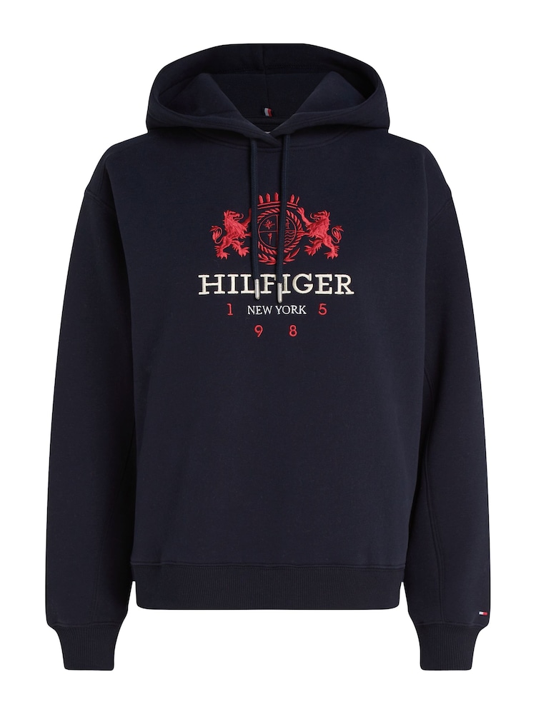 Tommy Hilfiger Regular Fit Blue Modern Varsity Crest Hoodie - Image 5 of 5