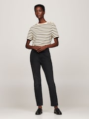 Tommy Hilfiger Nude Regular Fit Stripe Crew Neck Short Sleeved 100% Cotton T-Shirt - Image 2 of 5