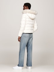 Tommy Hilfiger Tyra Gloss Down White Jacket With Faux Fur - Image 3 of 5
