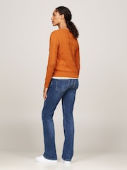 Tommy Hilfiger Orange Soft Wool Cable Crew Neck Jumper - Image 2 of 5