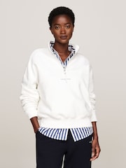 Tommy Hilfiger Natural Regular Fit Mini 1/2 Zip Sweatshirt - Image 1 of 5