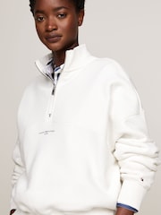 Tommy Hilfiger Natural Regular Fit Mini 1/2 Zip Sweatshirt - Image 4 of 5