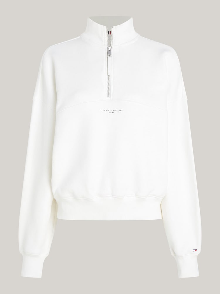 Tommy Hilfiger Natural Regular Fit Mini 1/2 Zip Sweatshirt - Image 5 of 5