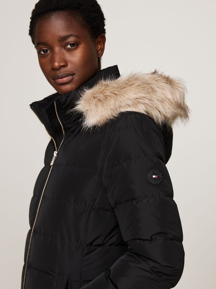 Tommy Hilfiger Heritage Down Tyra Maxi Black Jacket With Faux Fur - Image 3 of 5