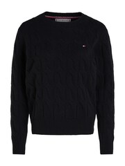 Tommy Hilfiger Black Soft Wool Cable Crew Neck Jumper - Image 5 of 5