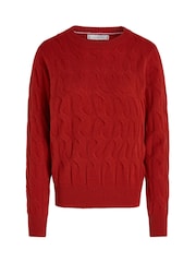 Czerwony sweter Tommy Hilfiger z miękkiej wełny i z okrągłym dekoltem - Image 1 of 3