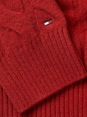 Czerwony sweter Tommy Hilfiger z miękkiej wełny i z okrągłym dekoltem - Image 3 of 3