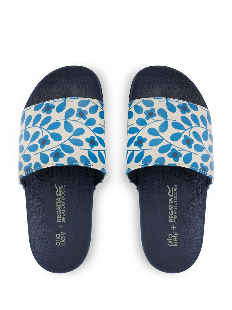 Regatta Blue Womens Orla Kiely Slides - Image 5 of 7