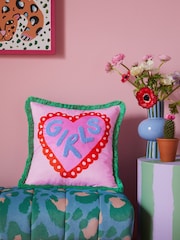 Eleanor Bowmer Who Rules The World Girls Embroidered Fringe Slogan Cushion - Image 2 of 6
