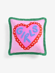 Eleanor Bowmer Who Rules The World Girls Embroidered Fringe Slogan Cushion - Image 5 of 6